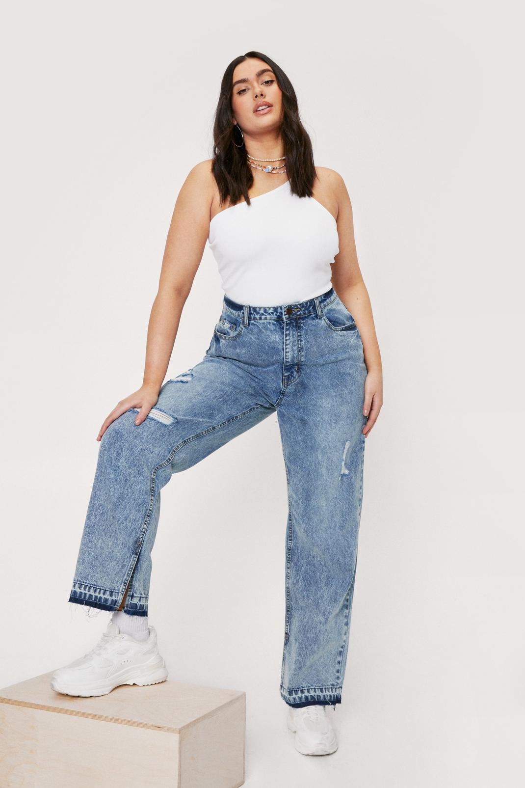 split hem jeans black